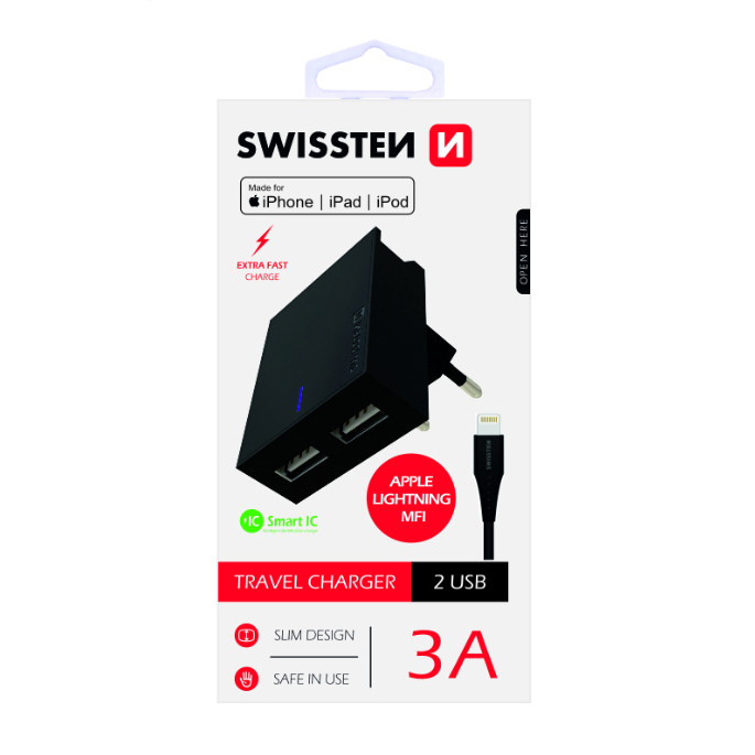 Swissten MFI Apple Sertificēts Tīkla Lādētājs