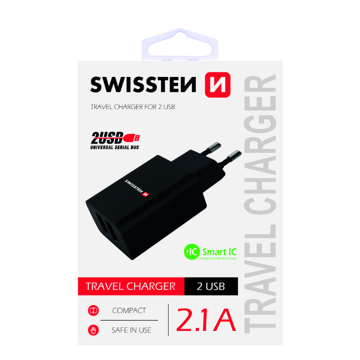 Swissten Premium Tīkla Lādētājs 2 x
