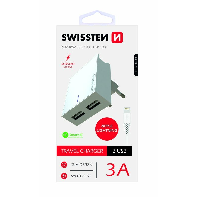 Swissten Premium Tīkla Lādētājs 2x USB