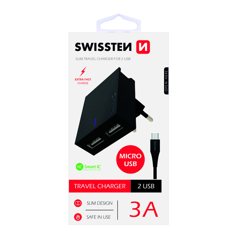 Swissten Premium Tīkla Lādētājs USB 3A