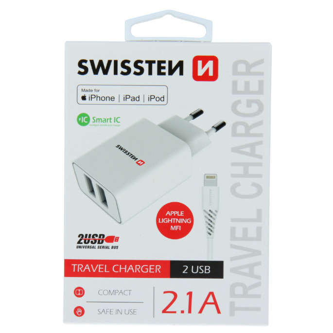 Swissten Smart IC Tīkla Lādētājs 2x
