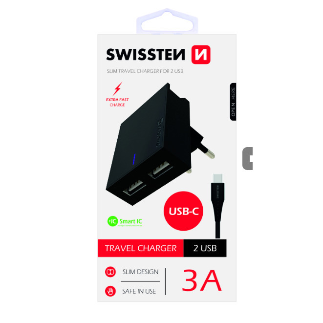 Swissten Tīkla Lādētājs USB 3А /
