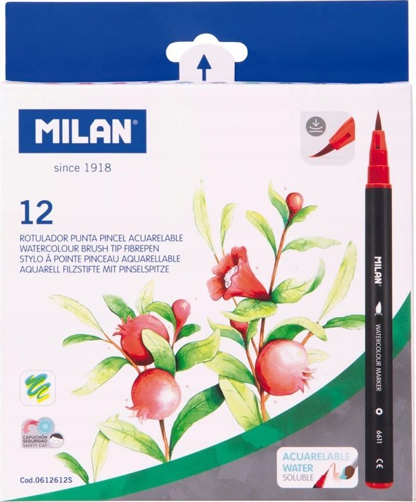 Teka Flamastry pędzelkowe Watercolour 12  MILAN