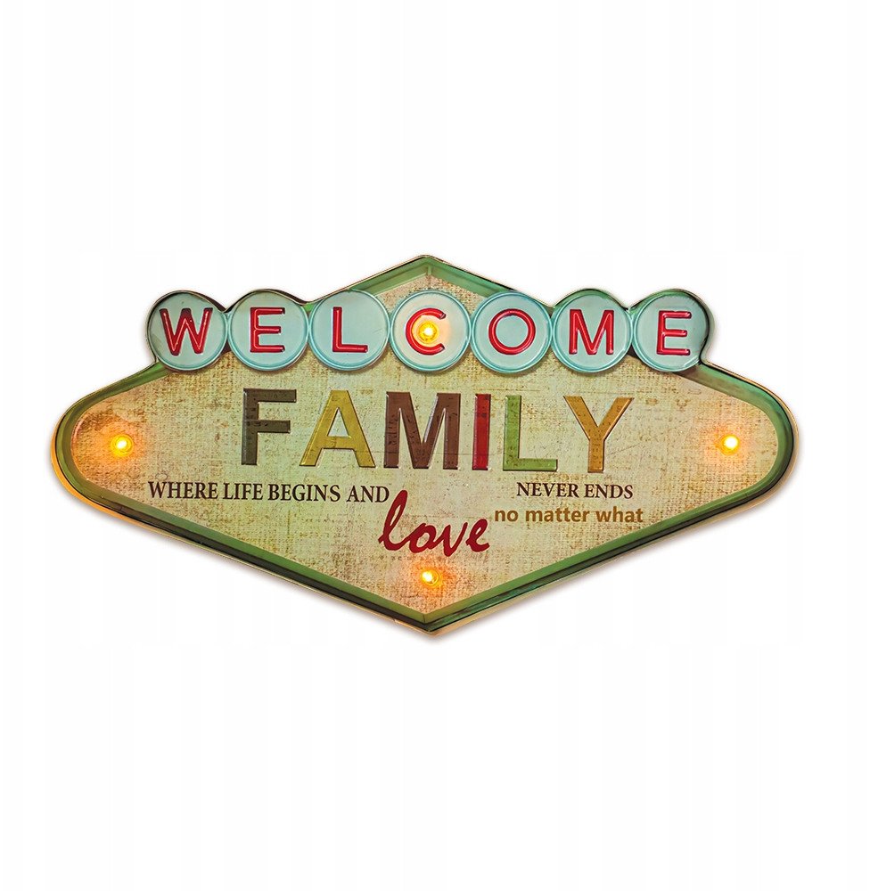 TelForceOne Znak RETRO LED Welcome Family