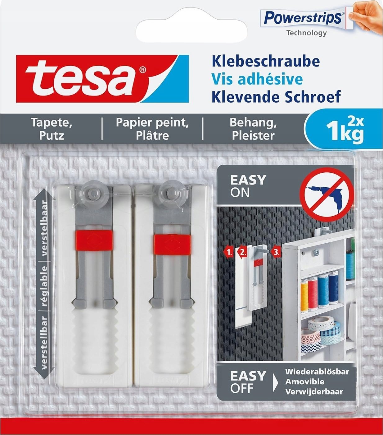 Tesa tesa adhesive screw, 2pcs., for