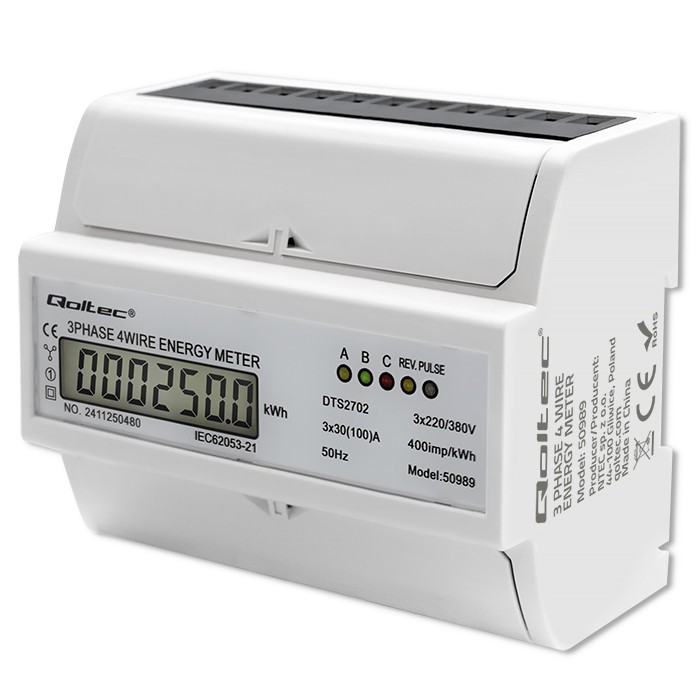 Qoltec Three phase electronic meter DIN