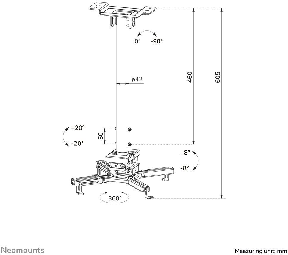 Projektorów Neomounts  sufitowy do projektora CL25-540WH1