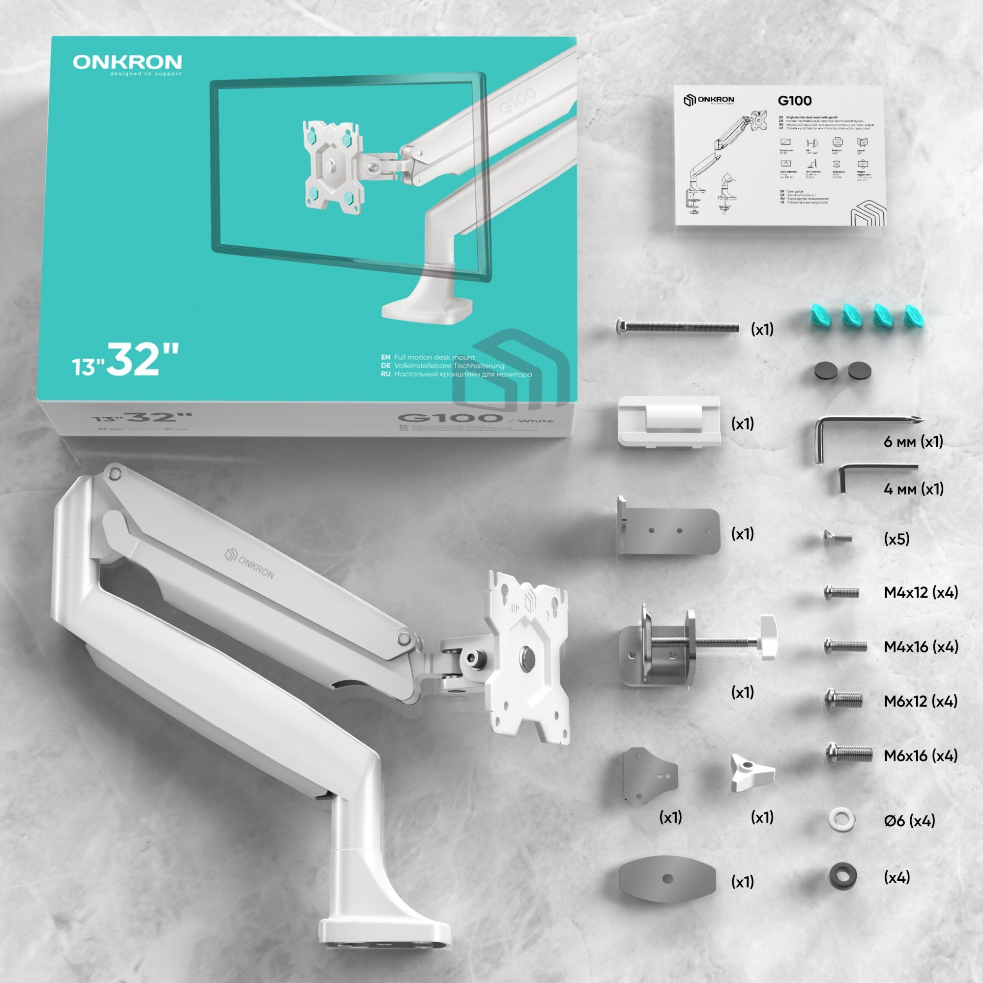 MONITOR ACC WALL MOUNT/13-32" WHITE G100-W