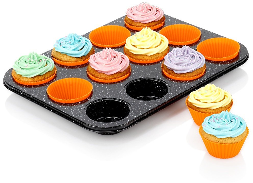 Vilde Forma do muffinek granitowa  silikonowymi