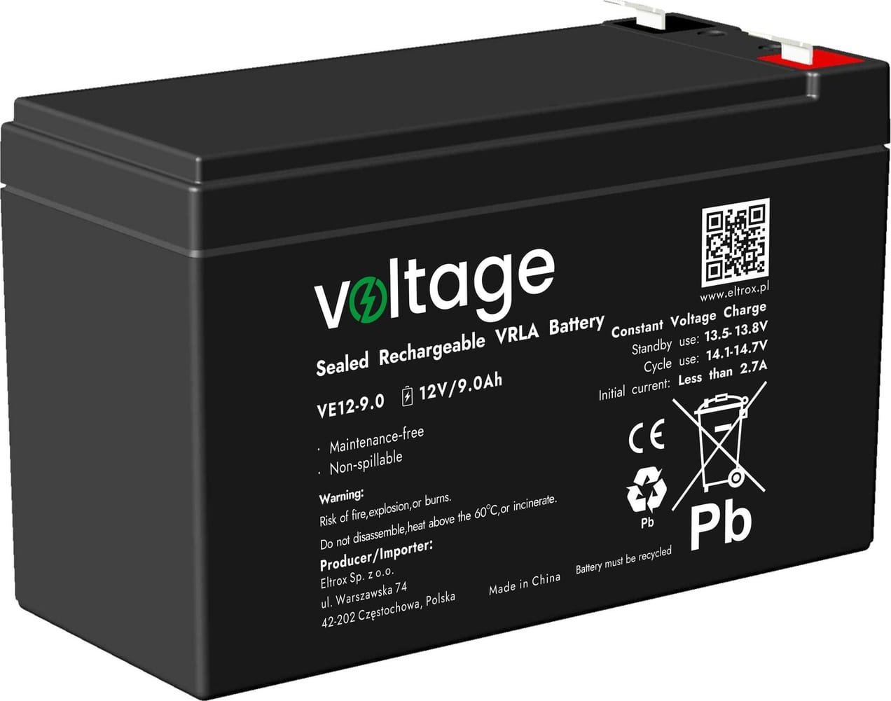 Voltage  AGM 12V 9.0Ah VE12-9