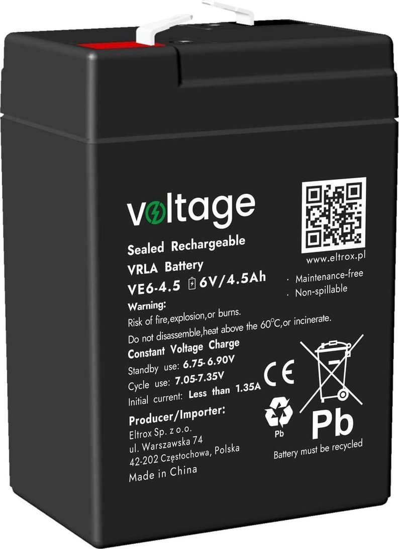 Voltage  AGM 6V 4.5Ah VE6-4