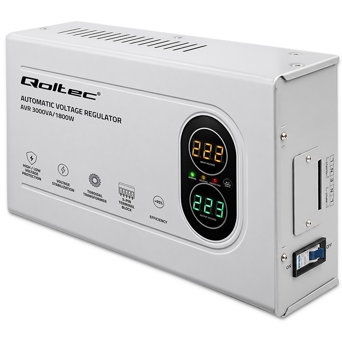 Qoltec Voltage Stabilizer AVR 3000VA 1800W