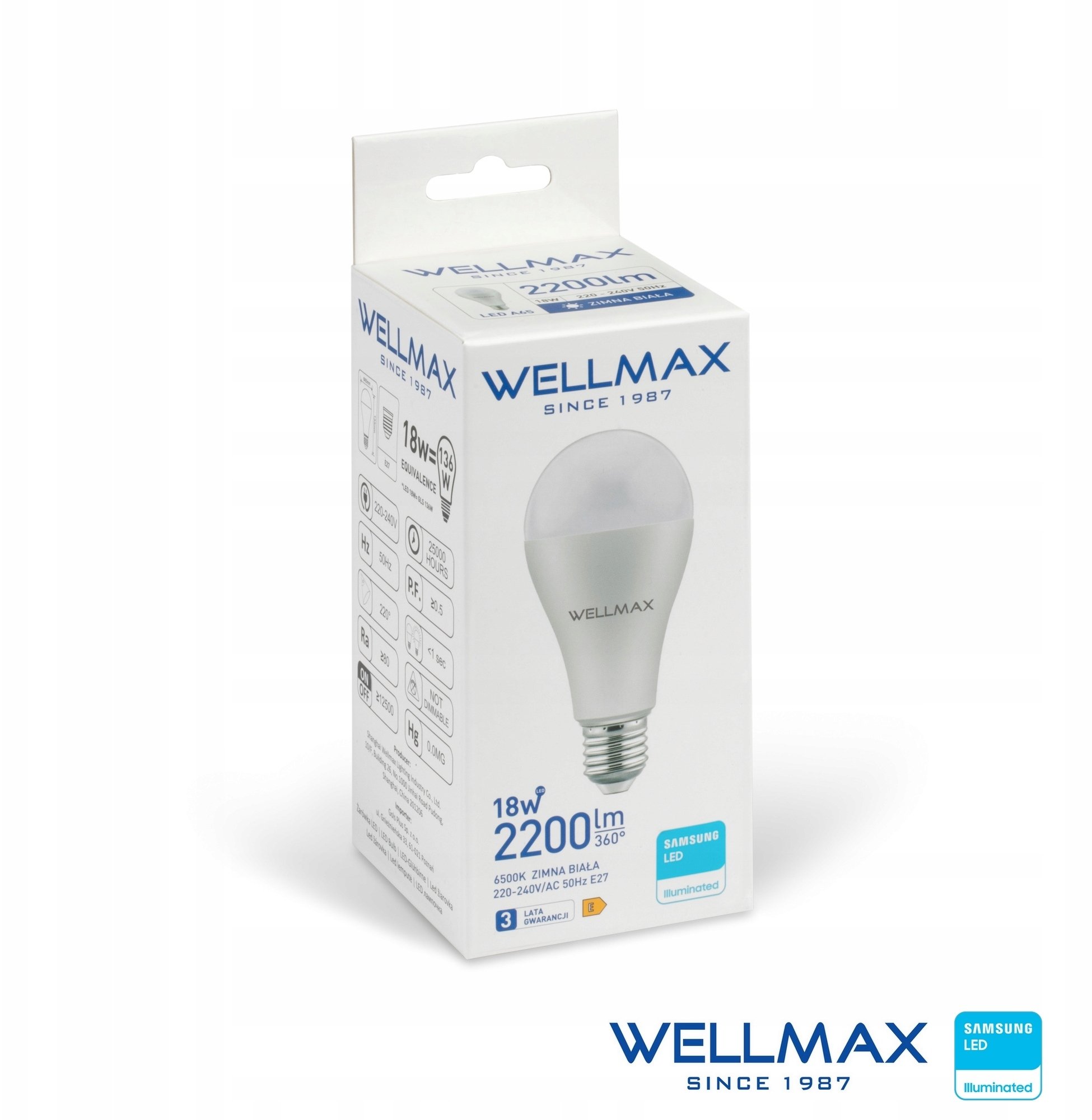 Wellmax Żarówka LED E27 18W 122lm/W