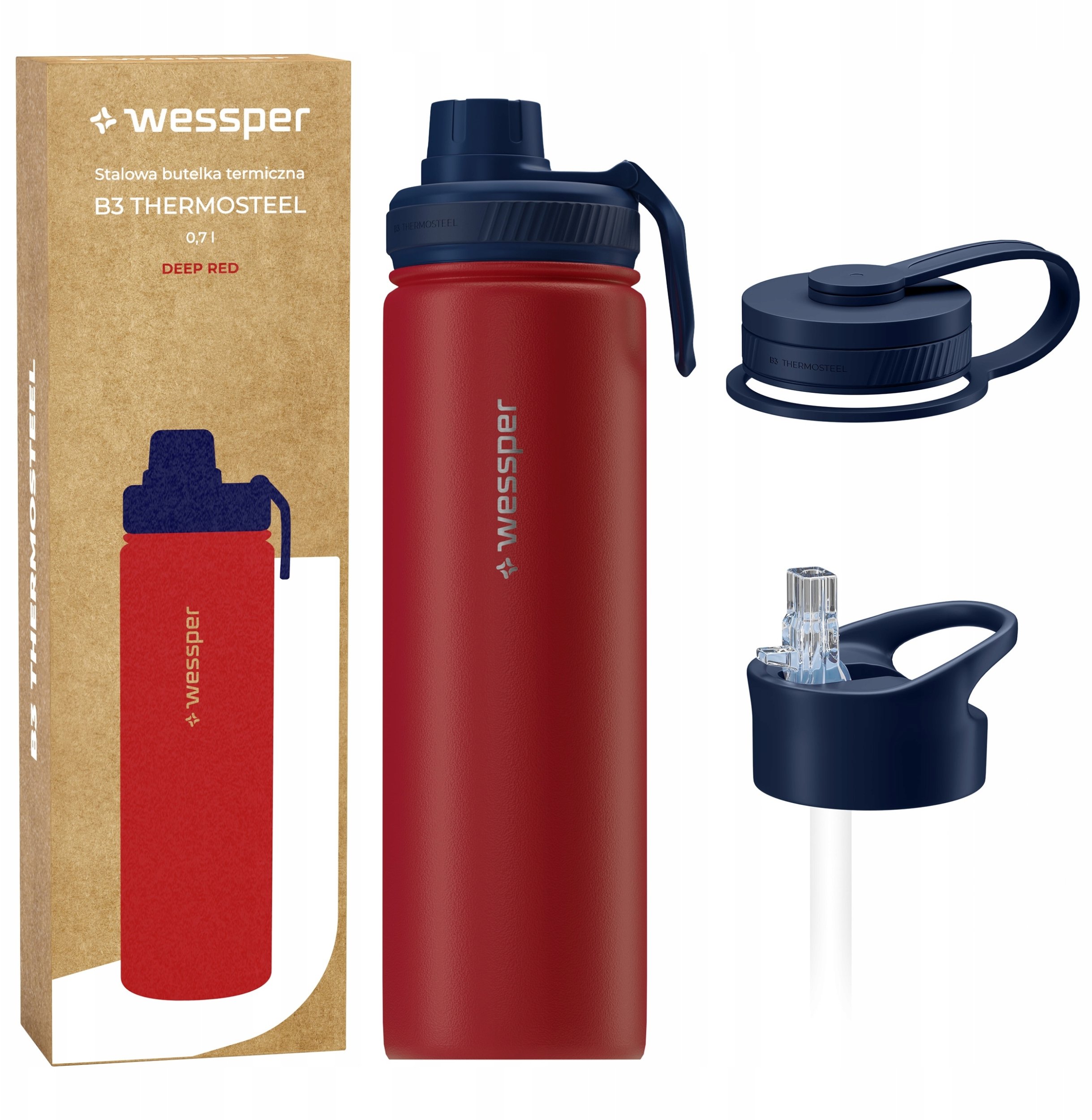 Wessper  termiczna B3 THERMOSTEEL 700ml (WES266-RED-700)