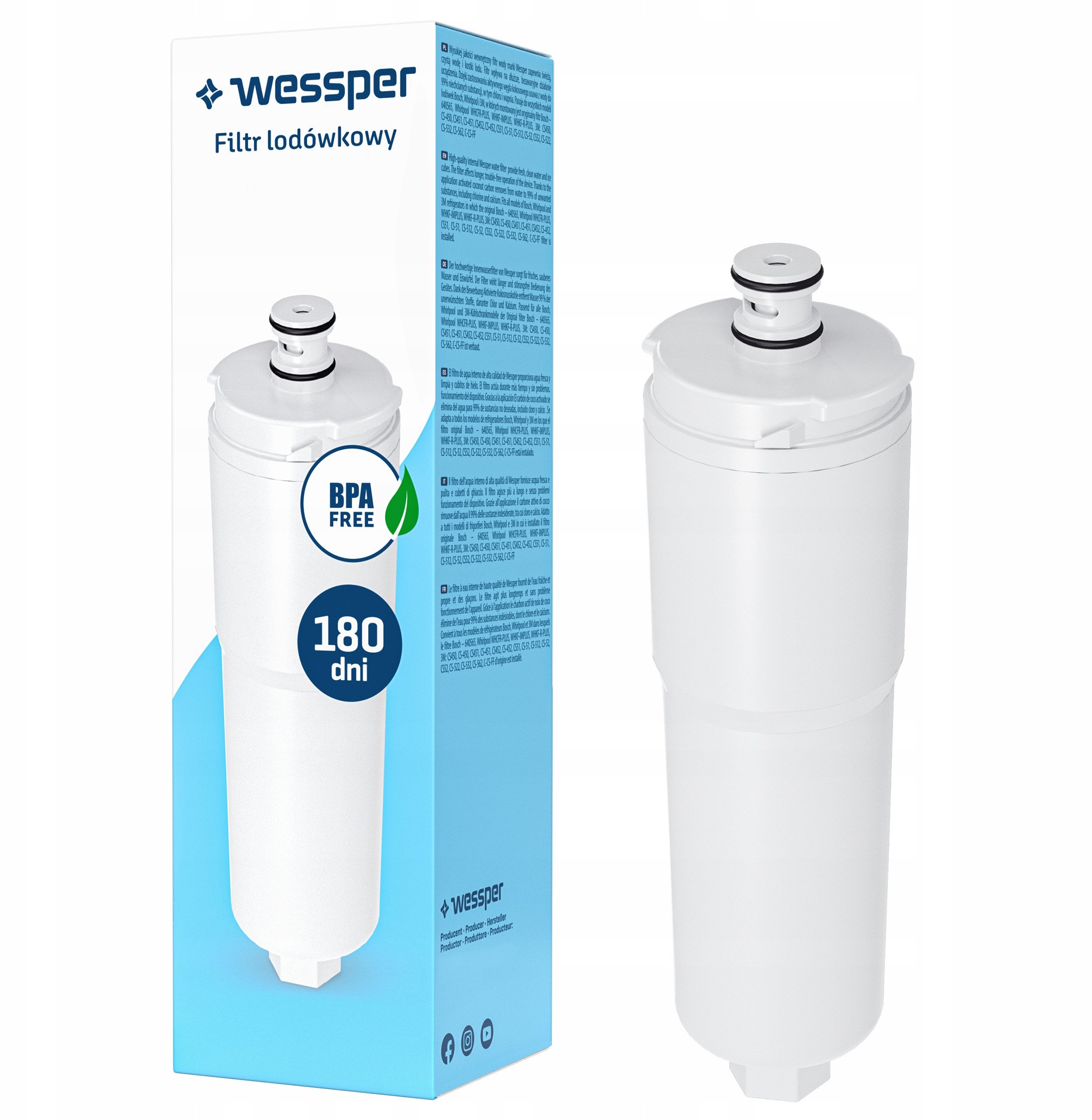 Wessper Filtr Bosch, Whirlpool, 3M (WES405)