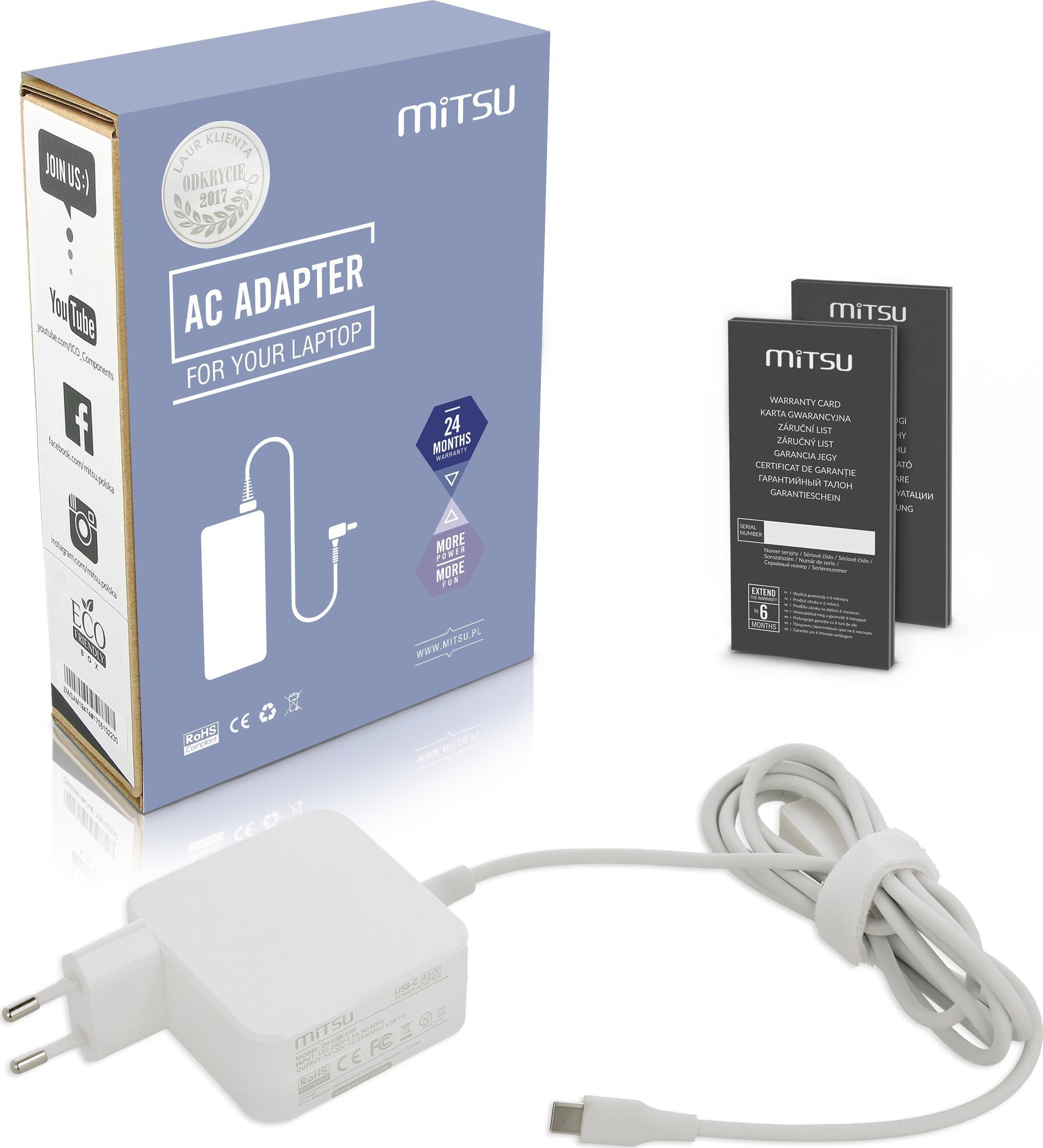 Zasilacz do laptopa Mitsu 45 W
