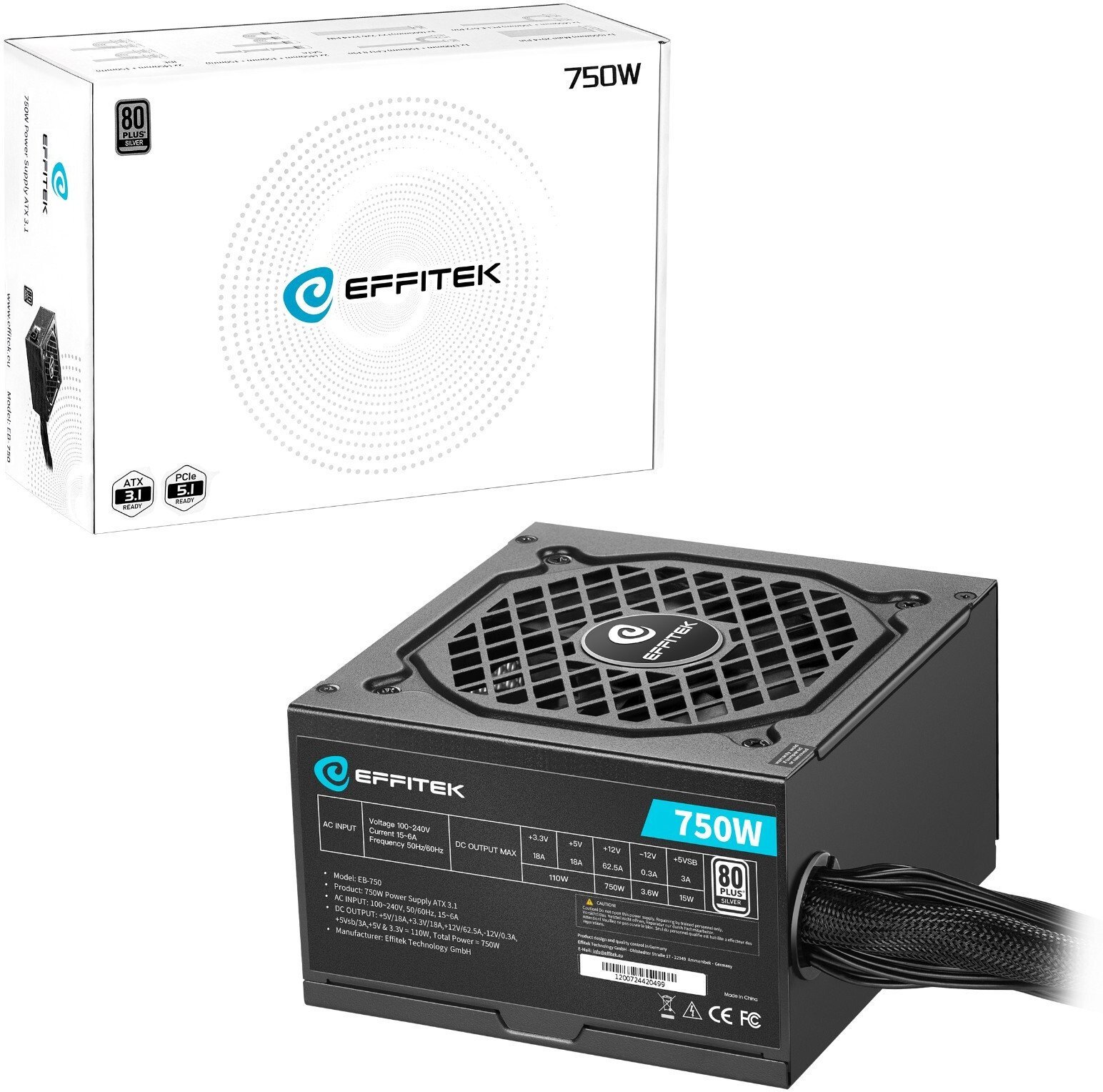 Zasilacz Super Flower Effitek Silver 750W