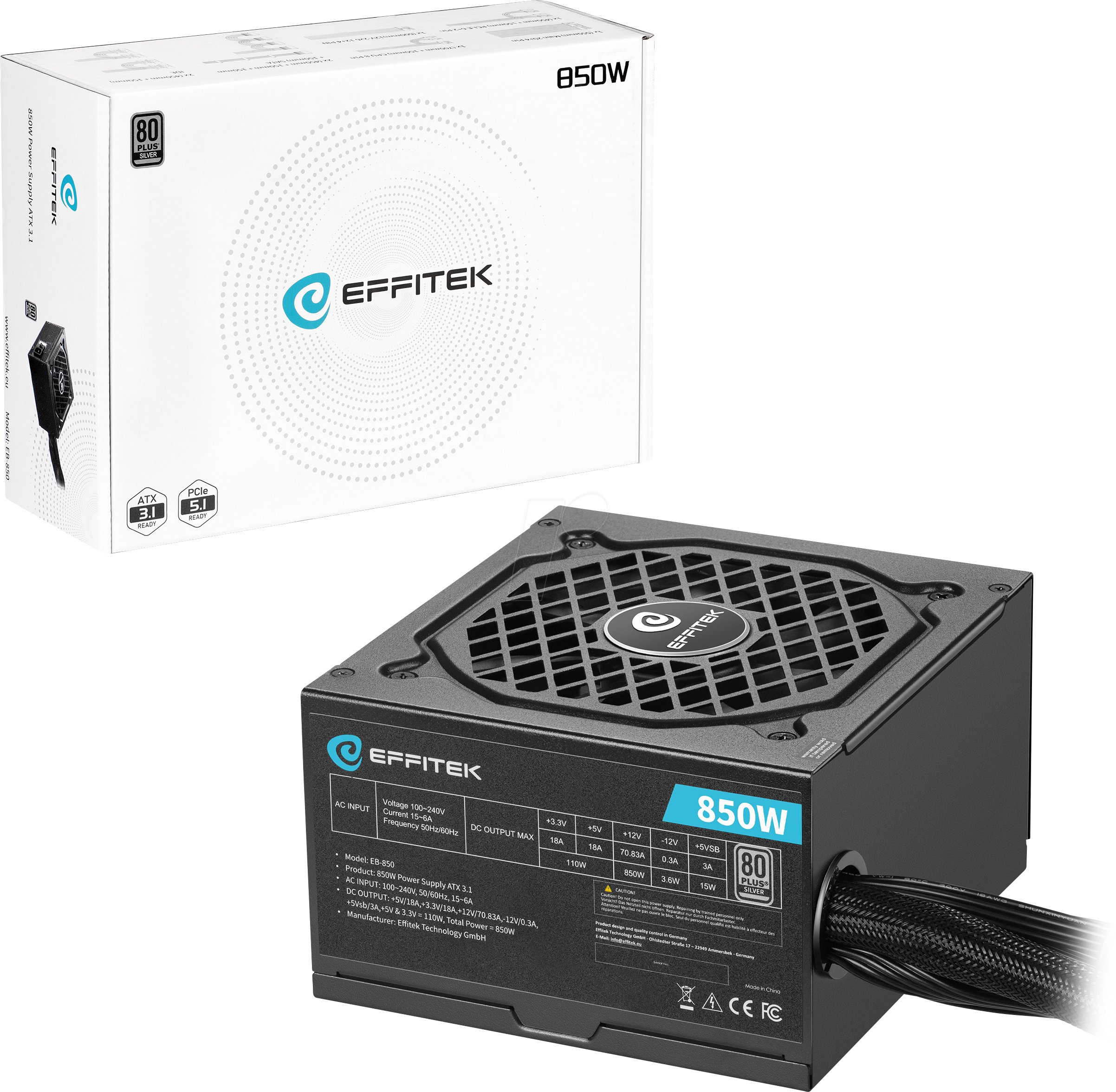 Zasilacz Super Flower Effitek Silver 850W