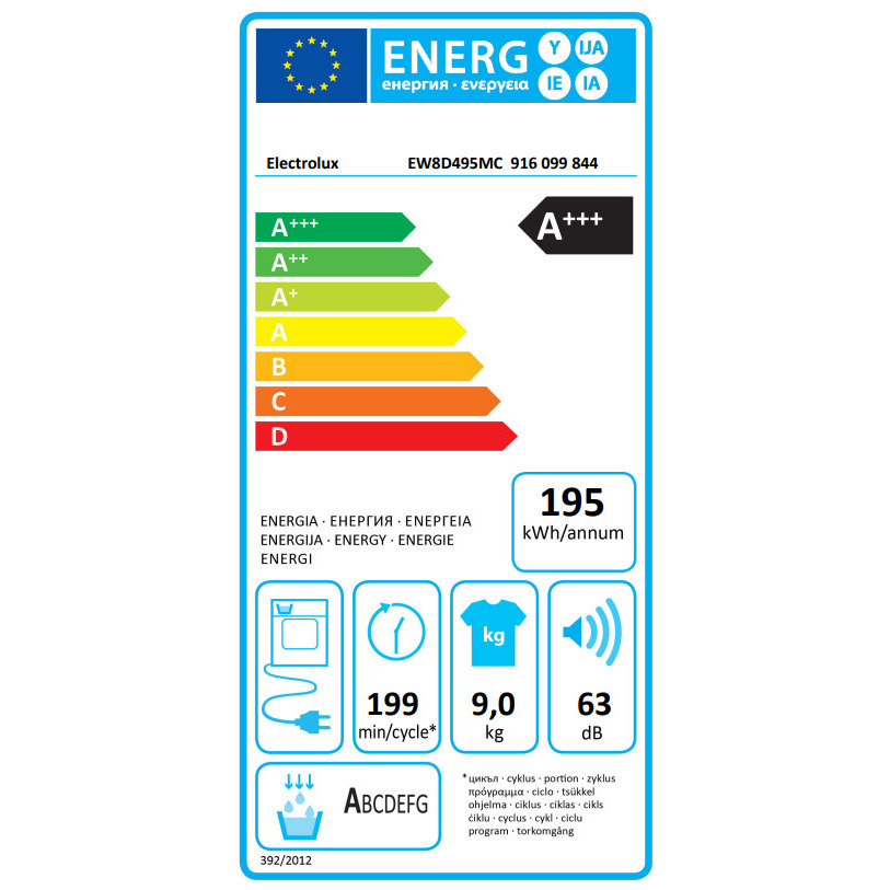 Electrolux veļas žāvētājs, siltumsūkņa, 9kg EW8D495MC