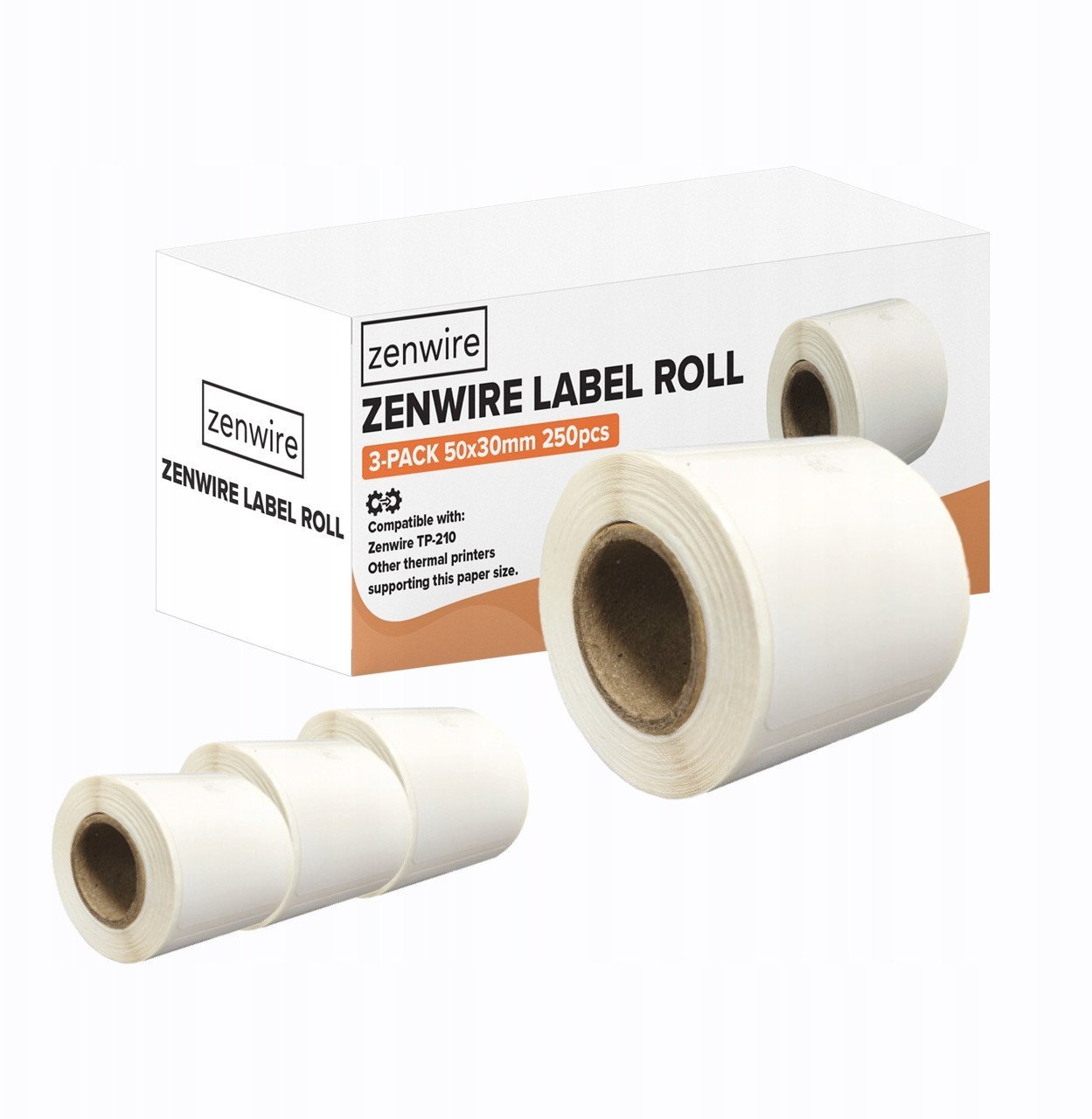 Zenwire Etykiety Termiczne Samoprzylepne  250 Rolki