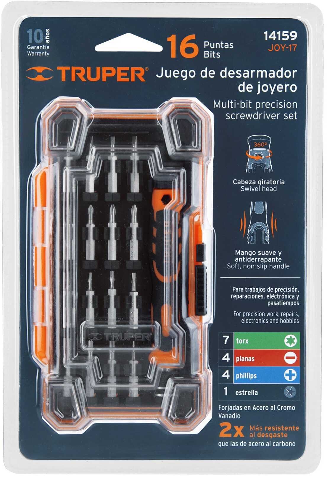 Truper Screwdriver and bits set 16pcs